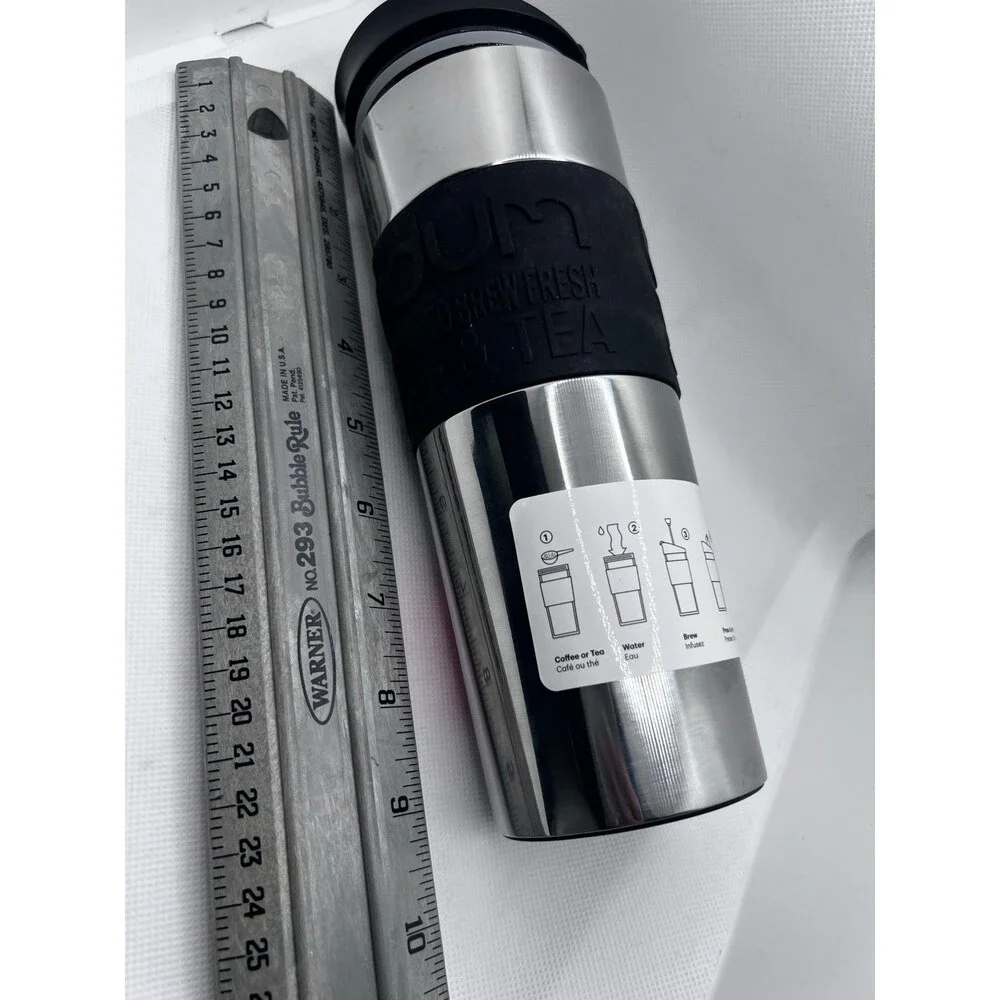 Bodum Travel Press Stainless Steel Coffee Tea French Press & Mug 15oz Black New